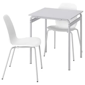 IKEA GRÅSALA ГРОСАЛА / LIDÅS ЛИДОС, стол и 2 стула, серый / белый, 67 см 794.972.76 фото