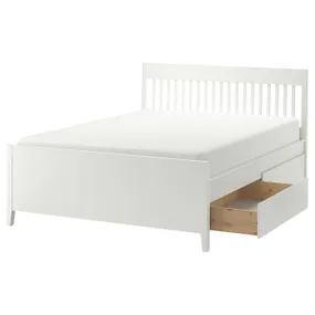 IKEA IDANÄS ИДАНЭС, каркас кровати с ящиками, белый / Лёнсет, 160x200 см 493.922.28 фото