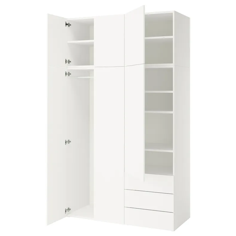 IKEA PLATSA, гардероб 6 дверей+3 ящика, Белый/фондовый белый, 140x57x241 см 895.858.90 фото №1