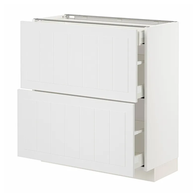 IKEA METOD МЕТОД / MAXIMERA МАКСИМЕРА, напольный шкаф / 2 фасада / 3 ящика, белый / Стенсунд белый, 80x37 см 894.095.14 фото №1