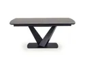 Обеденный стол раскладной HALMAR VINSTON 180-230x95 см, столешница - темно серая/черная, ножки - черные фото thumb №1