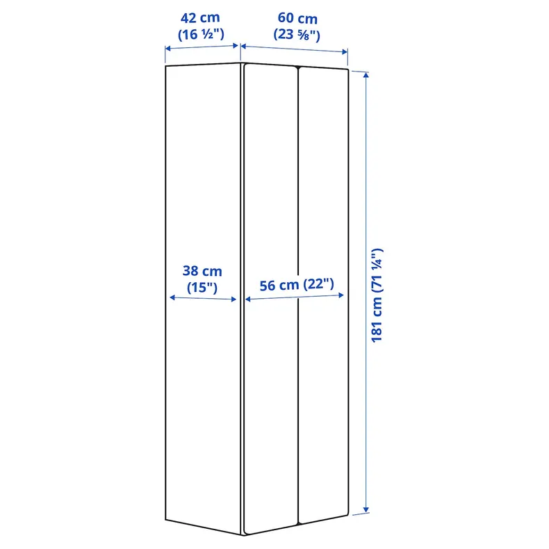 IKEA SMÅSTAD СМОСТАД, PLATSA ПЛАТСА, гардероб, білий, салатовий, 60x42x181 см фото №5