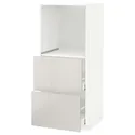 IKEA METOD МЕТОД / MAXIMERA МАКСІМЕРА, висока шафа, 2 шухляди для духовки, білий / Ringhult світло-сірий, 60x60x140 см 891.428.26 фото thumb №2