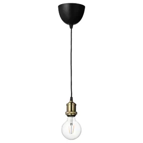 IKEA JÄLLBY ЭЛЛЬБИ / LUNNOM ЛУННОМ, подвесной светильник с лампочкой, латунная сфера / прозрачная 594.915.05 фото