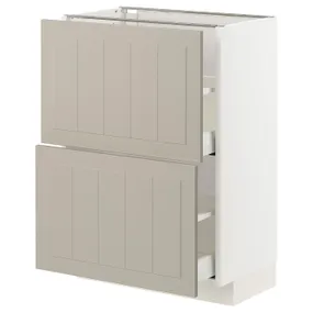 IKEA METOD МЕТОД / MAXIMERA МАКСИМЕРА, напольный шкаф с 2 ящиками, белый / Стенсунд бежевый, 60x37 см 794.081.38 фото