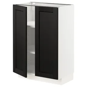 IKEA METOD МЕТОД, підлогова шафа з полицями / 2 дверцят, білий / ЛЕРХЮТТАН чорна морилка, 60x37 см 394.635.46 фото
