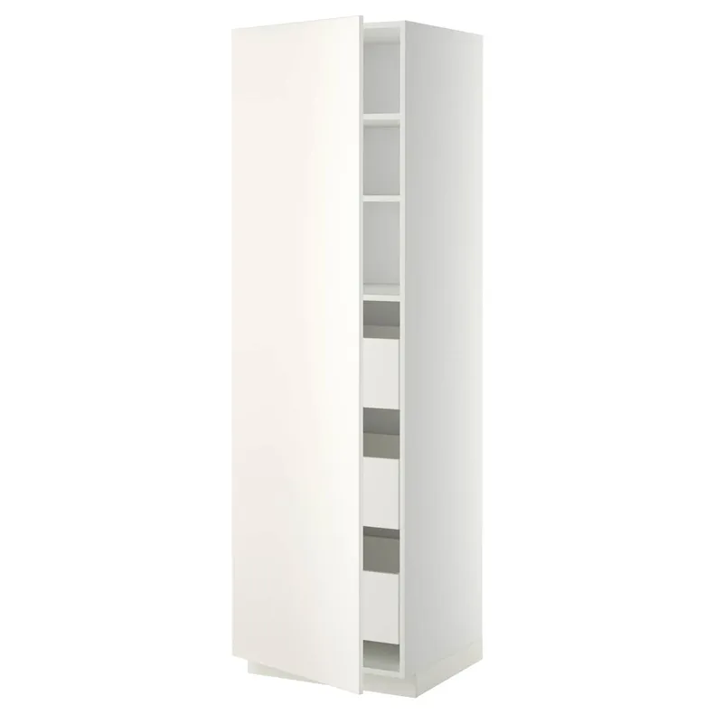 IKEA METOD МЕТОД / MAXIMERA МАКСІМЕРА, висока шафа із шухлядами, білий / ВЕДДІНГЕ білий, 60x60x200 см 393.787.65 фото №1