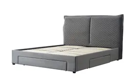 Ліжко двоспальне HALMAR BECKY 160x200 см cвітло-сірий фото