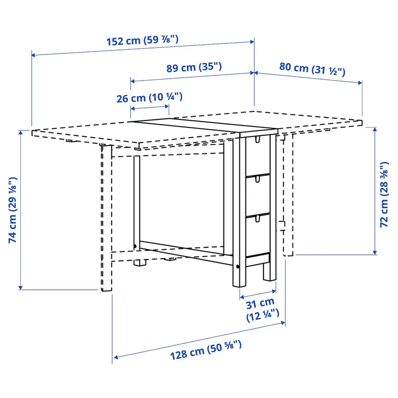 IKEA NORDEN НОРДЕН / LISABO ЛИСАБО, стол и 4 стула, берёза / черный, 26 / 89 / 152 см 793.855.42 фото №3