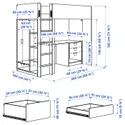 IKEA SMÅSTAD СМОСТАД, ліжко-горище, біле салатовий, зі столом з 4 шухлядами, 90x200 см фото thumb №5