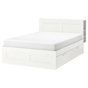 IKEA BRIMNES БРИМНЭС, каркас кровати с изголовьем, белый / Леирсунд, 160x200 см 991.574.74 фото