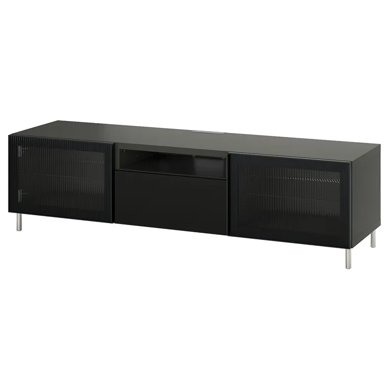 IKEA BESTÅ БЕСТО, тумба під телевізор, темно-сірий антрацит Selsviken / Fällsvik, 180x42x48 см 995.561.23 фото №1