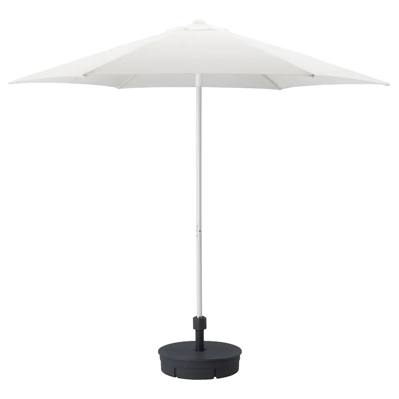 IKEA HÖGÖN ХЕГЕН, сонячна парасоля+опора, білий / темно-сірий, 270 см 392.858.13 фото №1