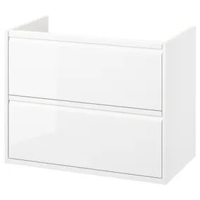 IKEA ÄNGSJÖN ЕНГШЕН, шафа під раковину з шухлядами, глянцевий білий, 80x48x63 см 905.350.88 фото