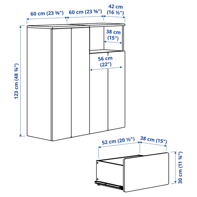 IKEA SMÅSTAD СМОСТАД / PLATSA ПЛАТСА, шафа, білий чорний / білий / смужки, 120x42x123 см 695.499.83 фото №6