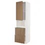 IKEA METOD МЕТОД / MAXIMERA МАКСИМЕРА, высокий шкаф д / СВЧ / дверца / 2ящика, белый / Имитация коричневого ореха, 60x60x220 см 495.197.60 фото