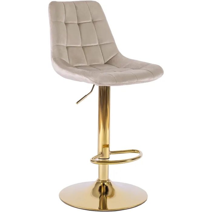 Барный стул бархатный MEBEL ELITE ARCOS Velvet, бежевый / золотой фото №1