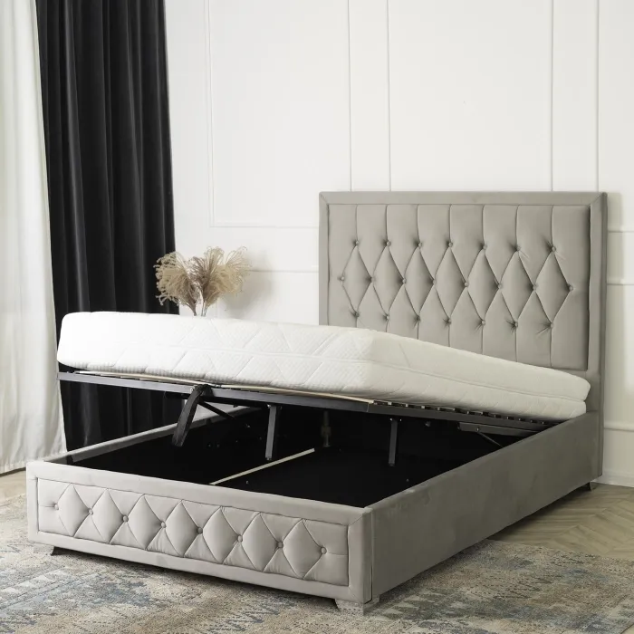 Кровать двуспальная бархатная MEBEL ELITE EVAN Velvet, 140x200 см, серый фото №7