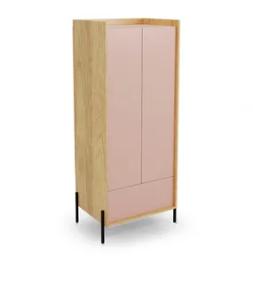 Шкаф HALMAR MOBIUS 2D 78x60 см, корпус : натуральный гикори, фасады - античный розовый фото