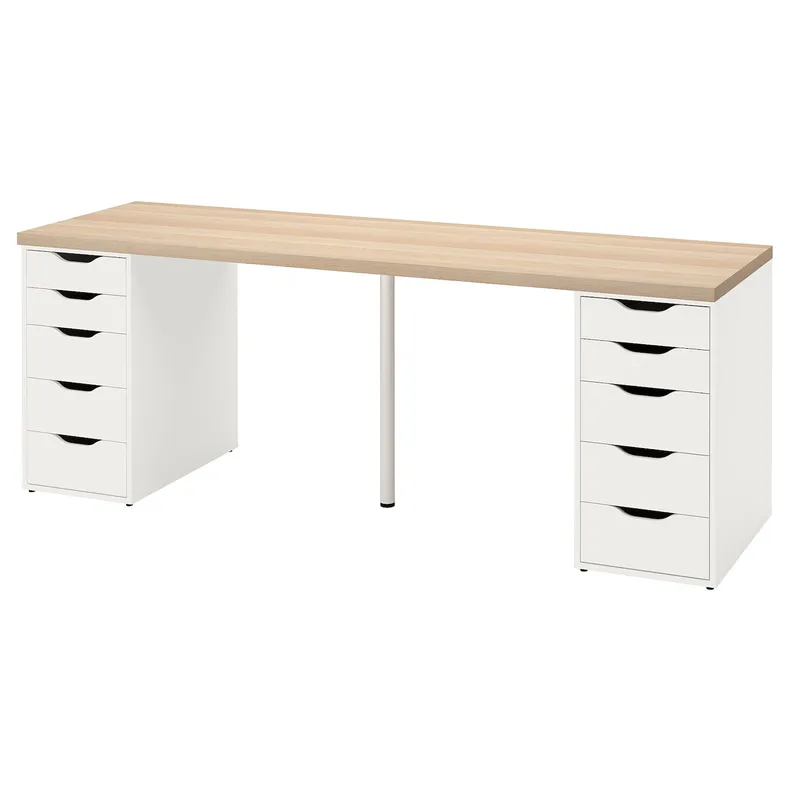 IKEA LAGKAPTEN ЛАГКАПТЕН / ALEX АЛЕКС, письмовий стіл, дуб, біла морилка / білий, 200x60 см 494.176.53 фото №1