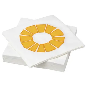 IKEA BRÖGGAN БРЁГГАН, салфетка бумажная, белый / жёлтый, 33x33 см 505.707.76 фото