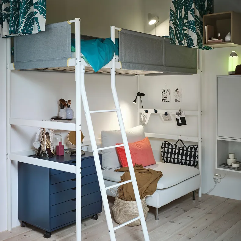 IKEA VITVAL ВИТВАЛ, каркас кровати-чердака, белый / светло-серый, 90x200 см 104.112.42 фото №3