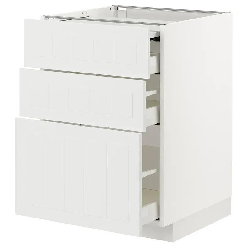 IKEA METOD МЕТОД / MAXIMERA МАКСИМЕРА, напольный шкаф с выдвиж панелью / 3ящ, белый / Стенсунд белый, 60x60 см 194.334.66 фото №1