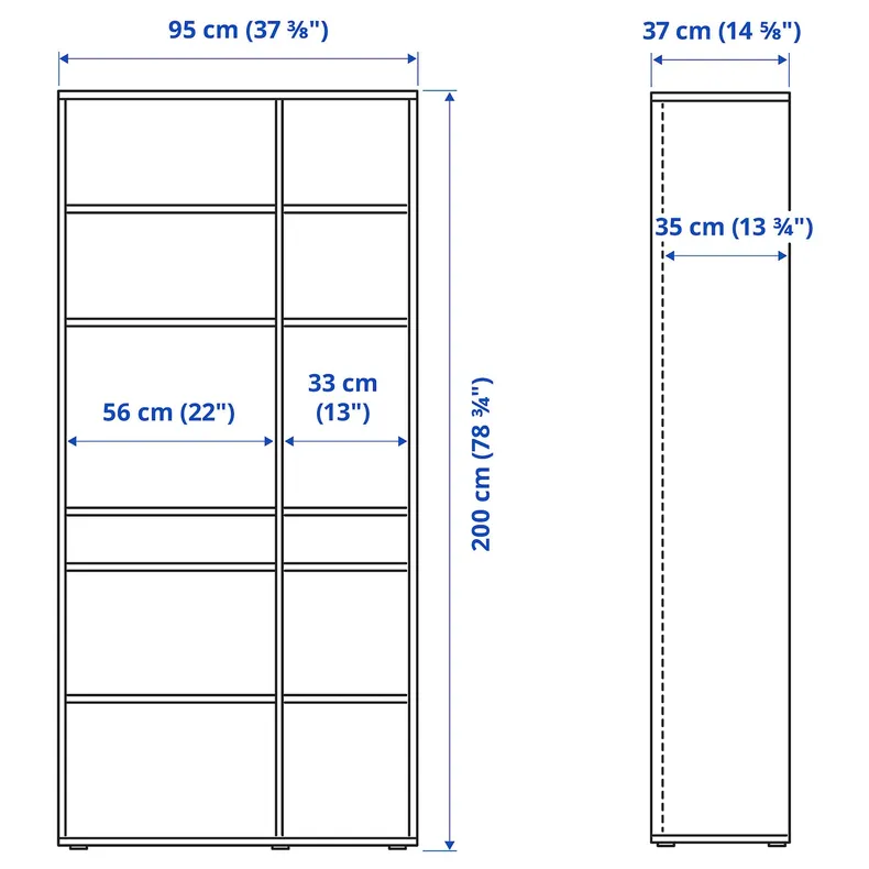 IKEA VIHALS ВІХАЛЬС, стелаж 10 полиць, темно-сірий, 95x37x200 см 505.429.05 фото №5