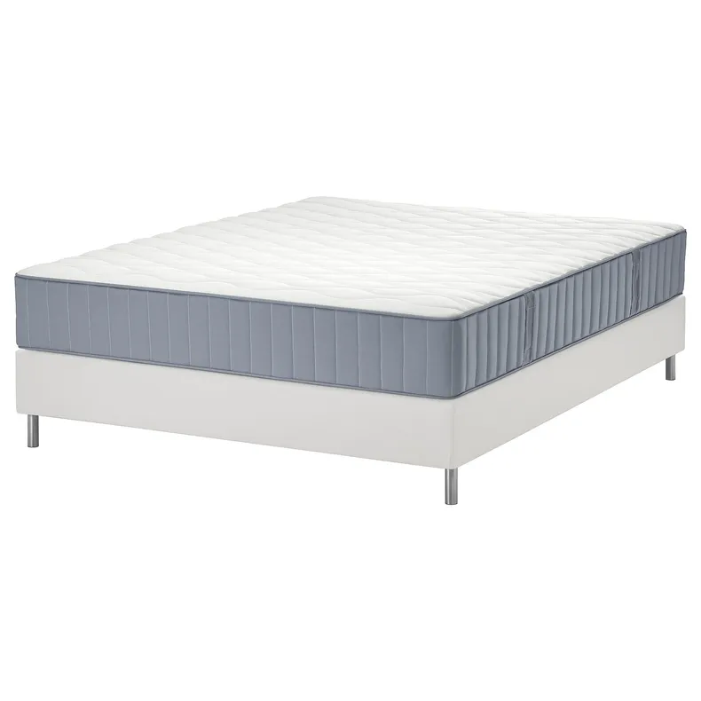 IKEA LYNGÖR ЛЮНГЕР, диван-ліжко, Vågstranda середня твердість / легка блакитна біла, 180x200 см 295.540.52 фото №1