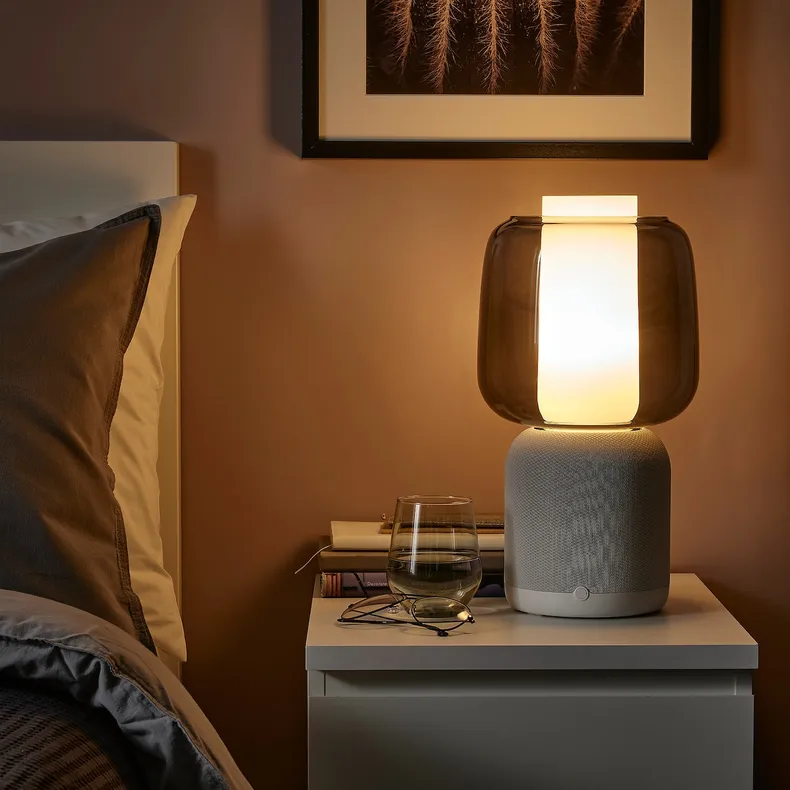 IKEA SYMFONISK СИМФОНИСК, лампа / Wi-Fi динамик,стеклян абажур, белый / черный 094.827.25 фото №2