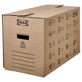 IKEA DUNDERGUBBE ДУНДЕРГУББЕ, коробка для переїзду, коричневий, 64x34x40 см / 80 л 405.345.62 фото