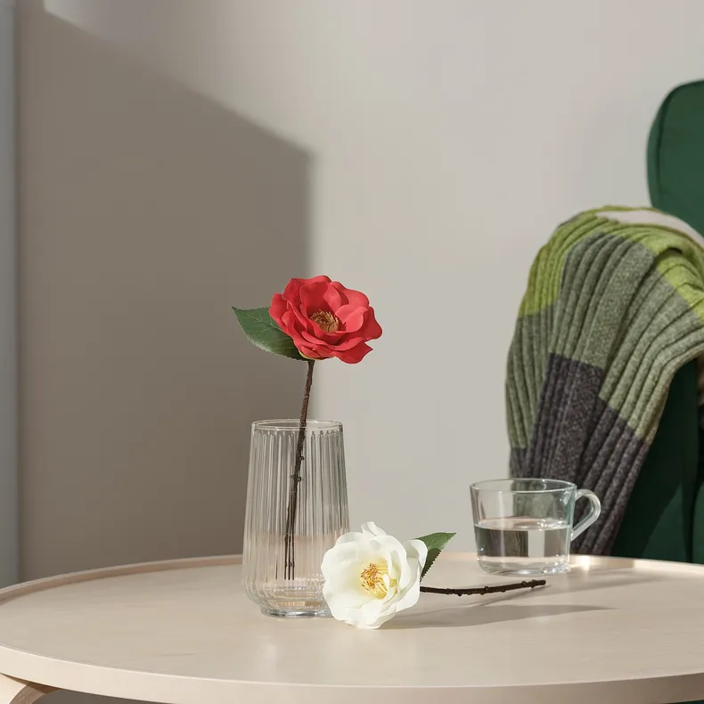 IKEA SMYCKA СМИККА, цветок искусственный, внутренняя / наружная / камелия красная, 28 см 505.717.90 фото №2
