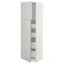 IKEA METOD МЕТОД / MAXIMERA МАКСІМЕРА, висока шафа, 2 дверцят / 4 шухляди, білий / Хавсторп світло-сірий, 60x60x200 см 095.385.91 фото