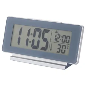 IKEA FILMIS ФІЛЬМІС, годинник / термометр / будильник, низька напруга / сірий, 16.5x9 см 505.408.31 фото