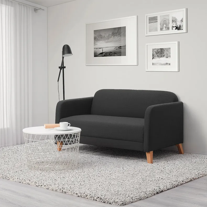IKEA LINANÄS ЛІНАНЕС, 2-місний диван, ВІССЛЕ темно-сірий 805.033.75 фото №3