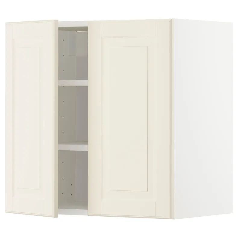 IKEA METOD МЕТОД, навісна шафа з полицями / 2 дверцят, білий / БУДБІН кремово-білий, 60x60 см 694.588.69 фото №1