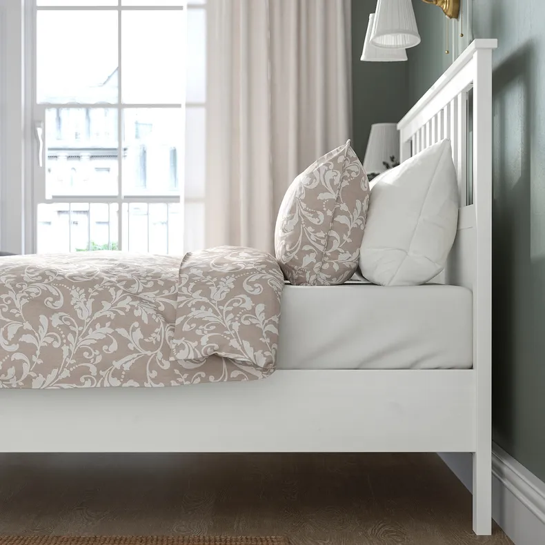 IKEA HEMNES ХЕМНЕС, каркас ліжка з матрацом, біла морилка / ВАЛЕВОГ жорсткий, 140x200 см 695.419.96 фото №7