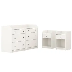 IKEA HAUGA ХАУГА, меблі д/спальні, компл із 3 предм, білий 094.833.86 фото