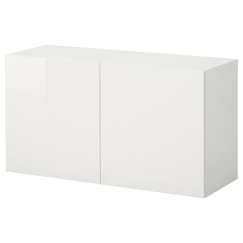 IKEA BESTÅ БЕСТО, настінна комбінація шаф, білий / СЕЛСВІКЕН глянцевий, 120x42x64 см 894.407.98 фото №1