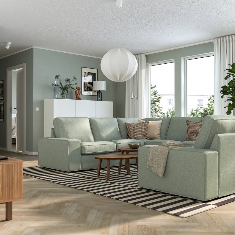 IKEA KIVIK КИВИК, 6-местный п-образный диван, Окрашен в светло-зеленый цвет 195.276.34 фото №2