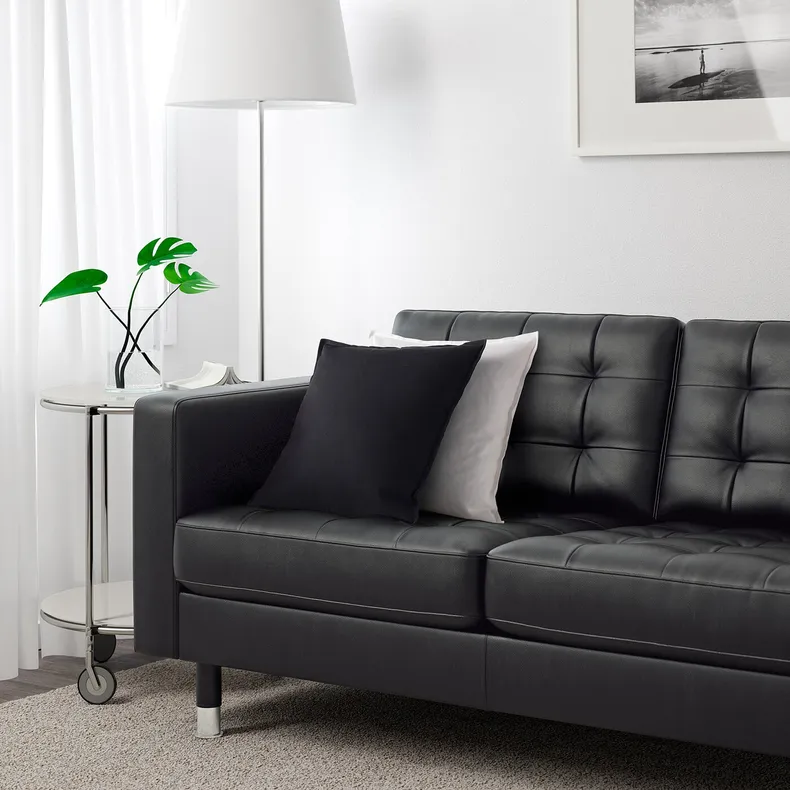 IKEA LANDSKRONA ЛАНДСКРУНА, 3-місний диван, з шезлонгом/Гранн/Бомстад чорний/металл 490.318.73 фото №4