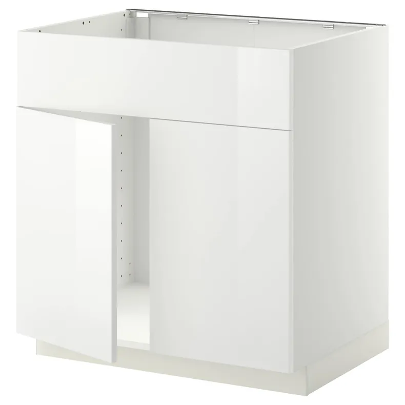 IKEA METOD МЕТОД, підлог шафа д / мийки / 2 двер / фрон пан, білий / РІНГХУЛЬТ білий, 80x60 см 094.630.53 фото №1