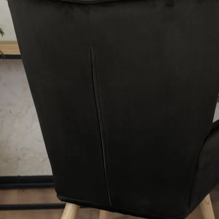 Крісло м'яке оксамитове з підставкою для ніг MEBEL ELITE LOZANO Velvet, Чорний фото №5