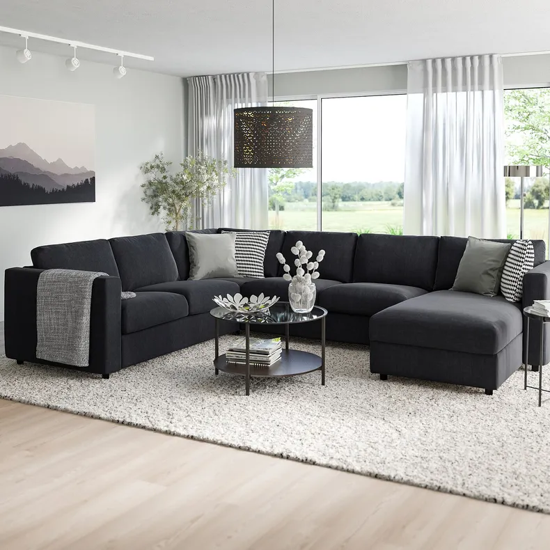 IKEA VIMLE ВІМЛЕ, кутовий диван, 5-місний з кушеткою, Саксемара чорно-синя 293.996.93 фото №2