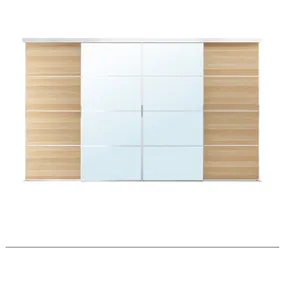 IKEA SKYTTA СКЮТТА / MEHAMN/AULI МЕХАМН/АУЛИ, дверь раздвижная, комбинация, Зеркало из алюминия/дуба, окрашенное в белый цвет, 401x240 см 695.759.05 фото