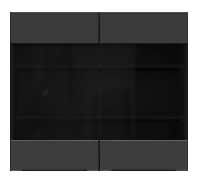 BRW Верхня кухонна шафа Sole L6 80 см з вітриною чорний матовий, чорний/чорний матовий FM_G_80/72_LV/PV-CA/CAM фото №1