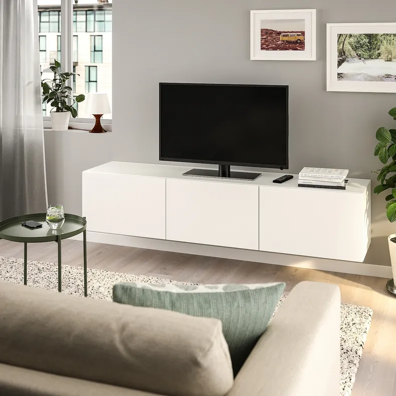 IKEA BESTÅ БЕСТО, тумба для телевізора з дверцятами, білий / ЛАППВІКЕН білий, 180x42x38 см 893.306.91 фото №5