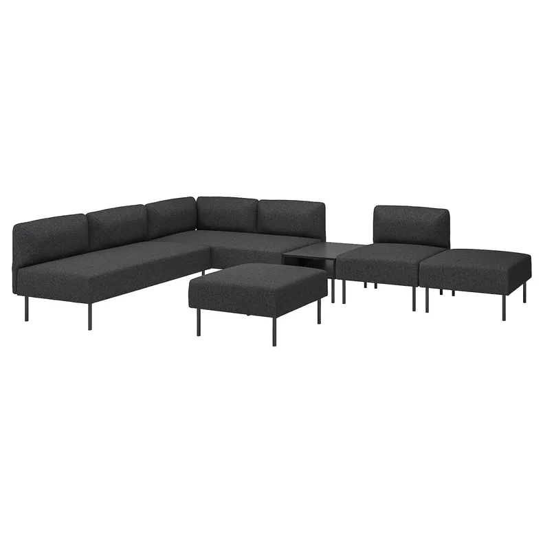 IKEA LILLEHEM ЛІЛЛЕХЕМ, 6-м модульний диван з журн столиком, ГУННАРЕД/темно-сірий деревина 995.747.54 фото №1