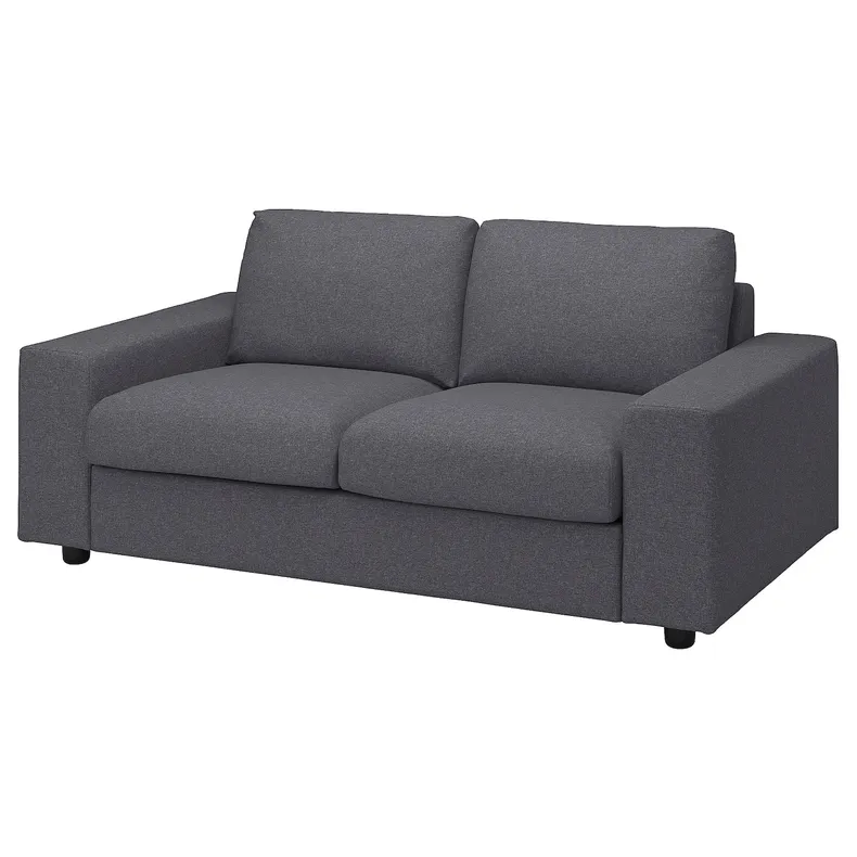 IKEA VIMLE ВІМЛЕ, 2-місний диван, з широкими підлокітниками ГУННАРЕД/класичний сірий 994.005.46 фото №1