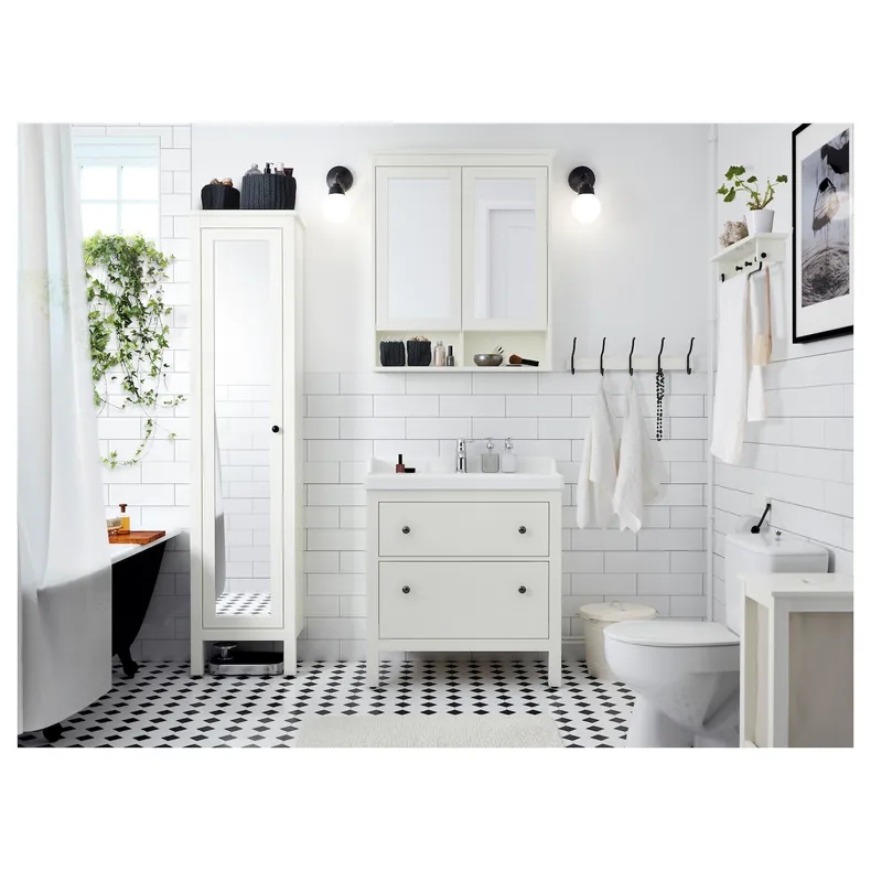 IKEA HEMNES ХЕМНЕС, висока шафа з дзеркальними дверцят, білий, 49x31x200 см 702.176.85 фото №5